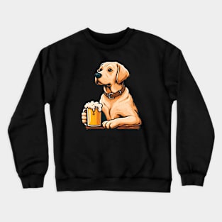 Labrador Retriever holding a glass of beer Crewneck Sweatshirt